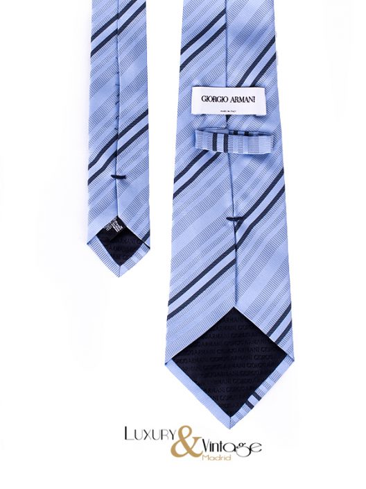 Giorgio Armani Neck Tie Blue Stripes Print