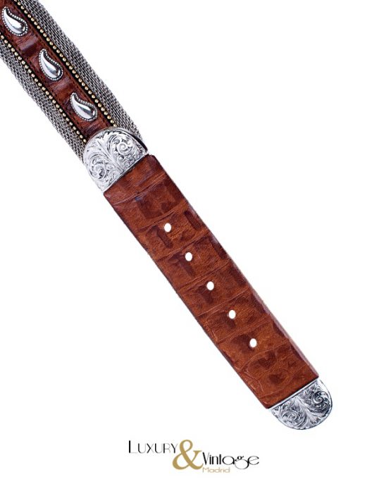 Manni Italy Leather belt with silver "cowboy style"
