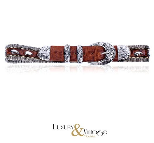 Manni Italy Leather belt with silver "cowboy style"