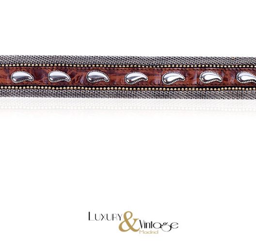 Manni Italy Leather belt with silver "cowboy style"