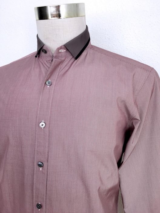 Lanvin Grosgrain-Collar Checked Slim Fit Shirt