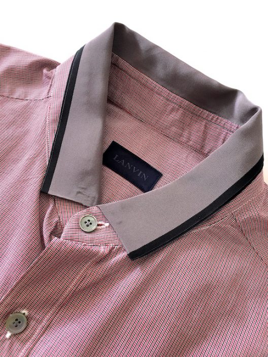 Lanvin Grosgrain-Collar Checked Slim Fit Shirt