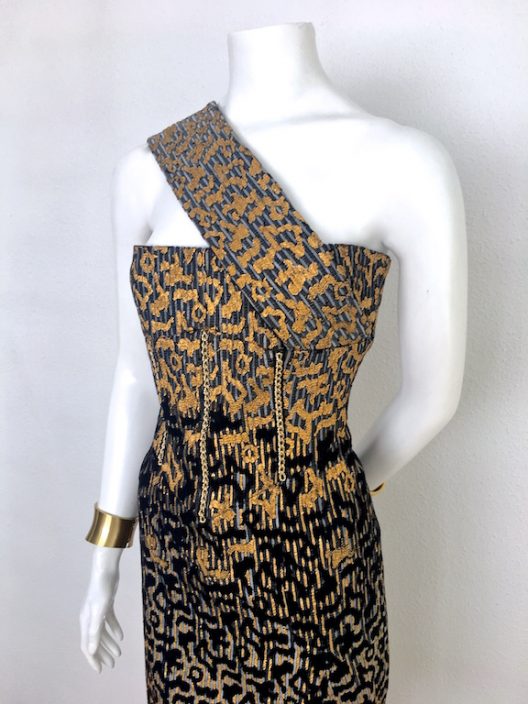 Alvarno Evening Mini Dress Hand Painted Print