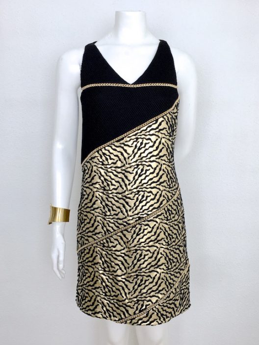 Alvarno Black Gold Evening Mini Dress