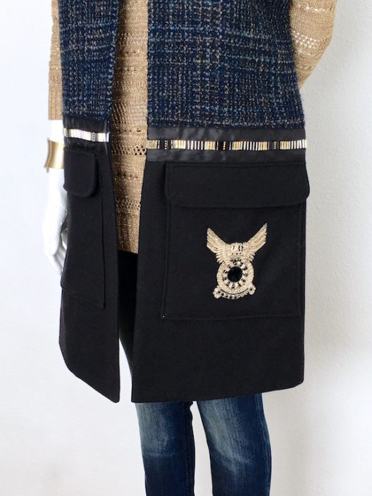Alvarno Oversize Tweed-Wool Long Vest with Swarovski Crystals Details