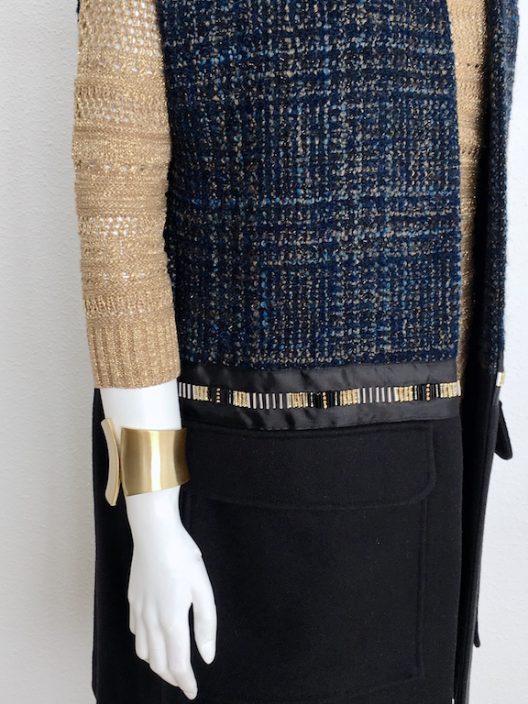 Alvarno Oversize Tweed-Wool Long Vest with Swarovski Crystals Details