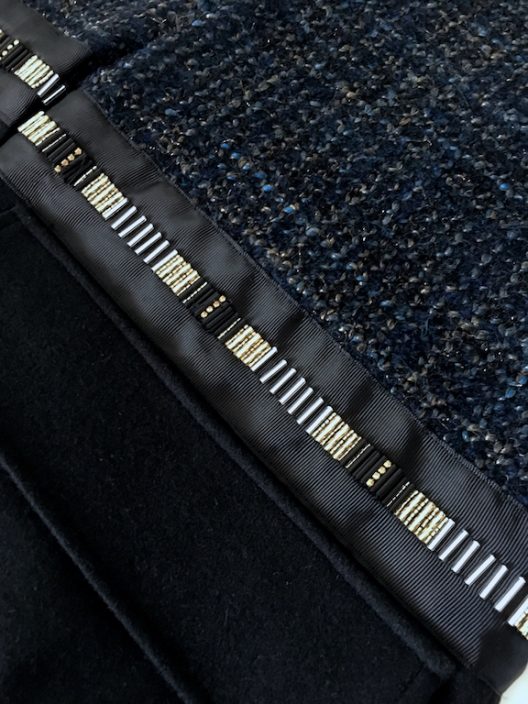 Alvarno Oversize Tweed-Wool Long Vest with Swarovski Crystals Details