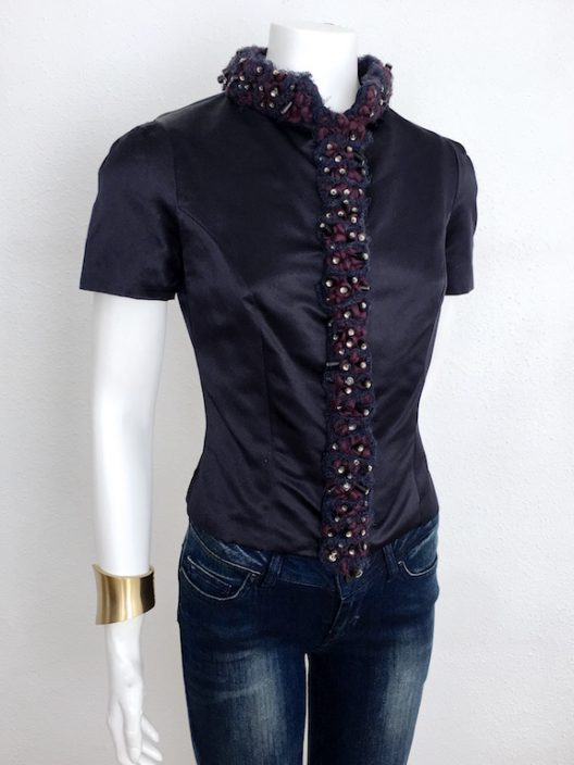 Alvarno Silk Top With Couture Details - Unique Pieces Collection