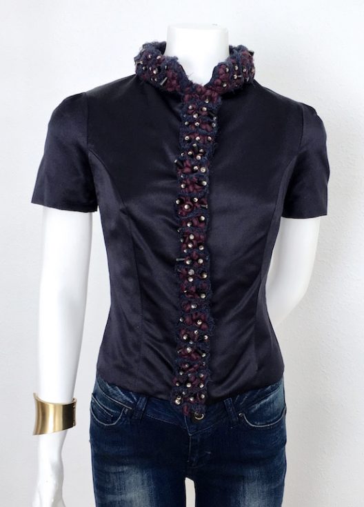 Alvarno Silk Top With Couture Details - Unique Pieces Collection