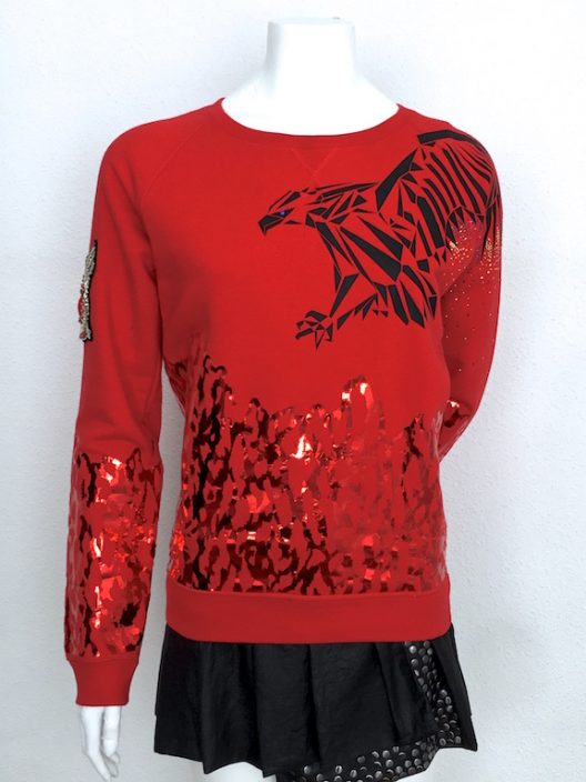 Alvarno Sweater Metallic Print and Swarovski Crystals - Unique Pieces Collection