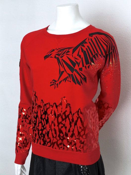 Alvarno Sweater Metallic Print and Swarovski Crystals - Unique Pieces Collection