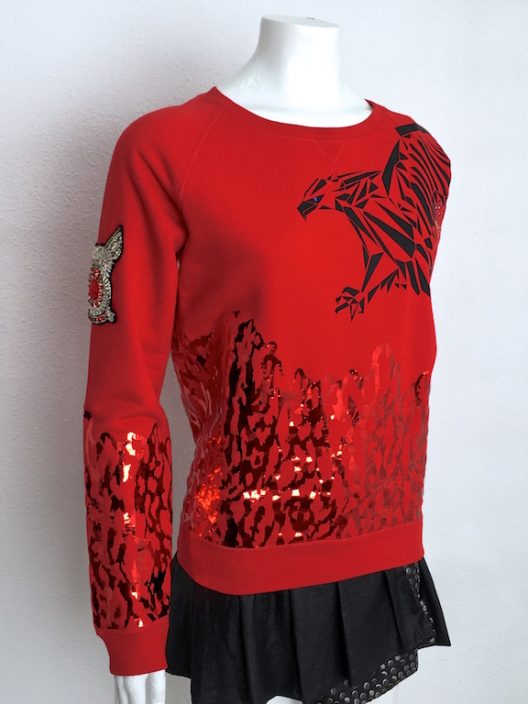 Alvarno Sweater Metallic Print and Swarovski Crystals - Unique Pieces Collection