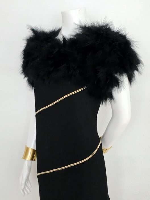 Alvarno Evening Black Dress With Marabou Feathers - Unique Pieces Collection