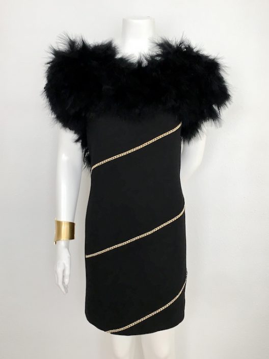 Alvarno Evening Black Dress With Marabou Feathers - Unique Pieces Collection