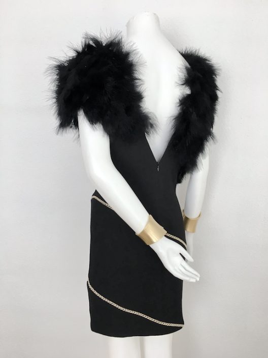 Alvarno Evening Black Dress With Marabou Feathers - Unique Pieces Collection