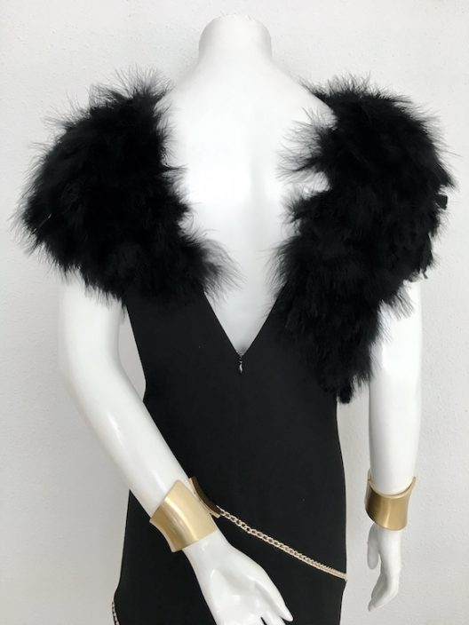 Alvarno Evening Black Dress With Marabou Feathers - Unique Pieces Collection