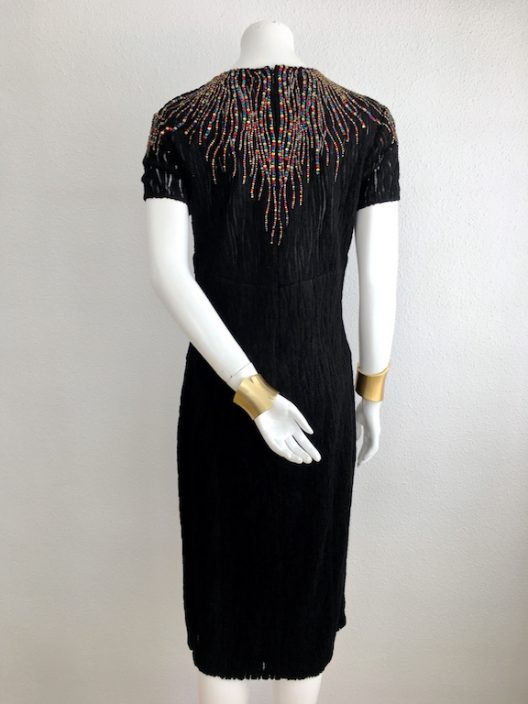 Black Dress "wool lace" With Embroidered Swarovski Crystals - Unique Pieces Collection