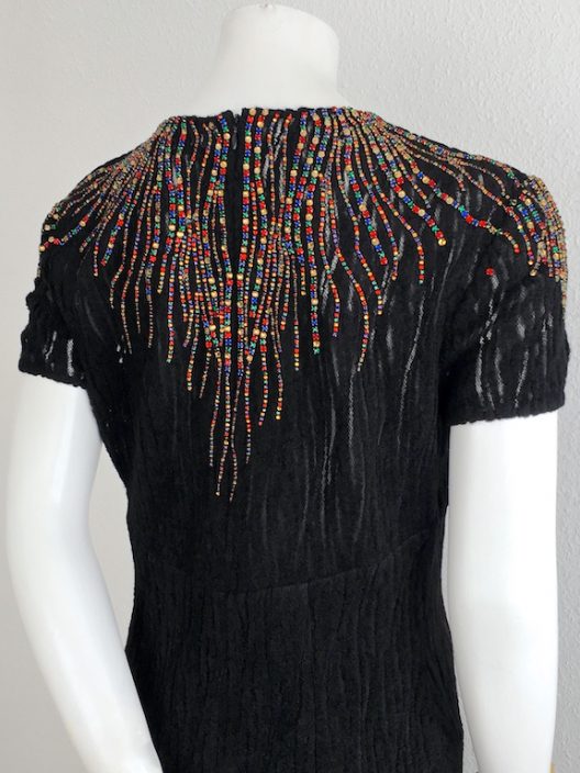 Black Dress "wool lace" With Embroidered Swarovski Crystals - Unique Pieces Collection