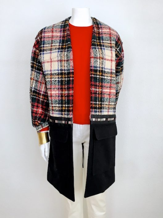 Alvarno Tartan-Wool Oversize Coat With Swarovski Crystals - Unique Pieces Collection