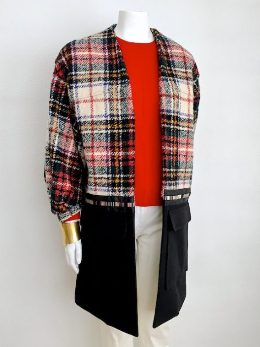 Alvarno Tartan-Wool Oversize Coat With Swarovski Crystals - Unique Pieces Collection