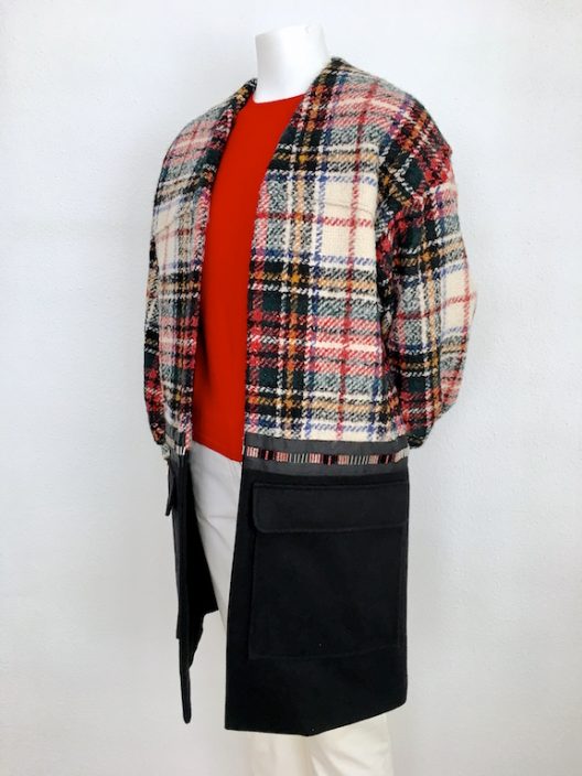 Alvarno Tartan-Wool Oversize Coat With Swarovski Crystals - Unique Pieces Collection