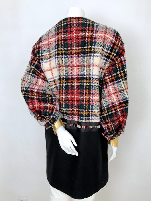 Alvarno Tartan-Wool Oversize Coat With Swarovski Crystals - Unique Pieces Collection