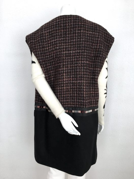 Alvarno Oversize Tweed-Wool Long Vest with Swarovski Crystals Details