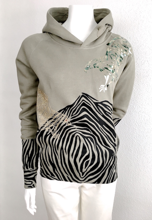 Alvarno Khaki Sweater Metallic Print and Swarovski Crystals - Unique Pieces Collection