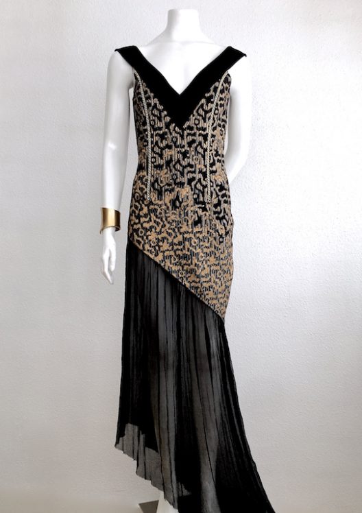 Alvarno Evening Long Dress Hand Painted Print - Unique Pieces Collection