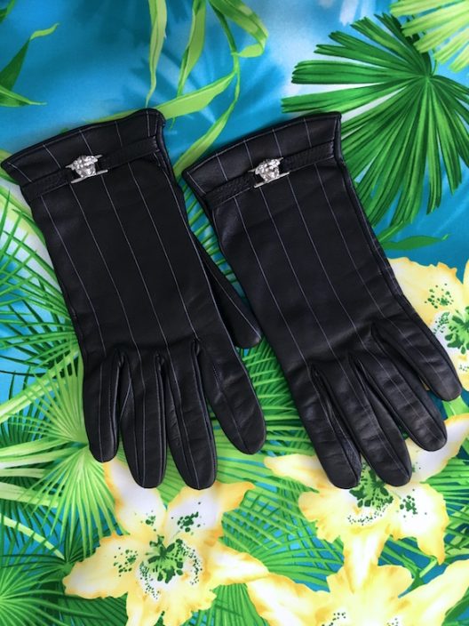 Gianni Versace Leather Gloves - Silver Jellyfish Details