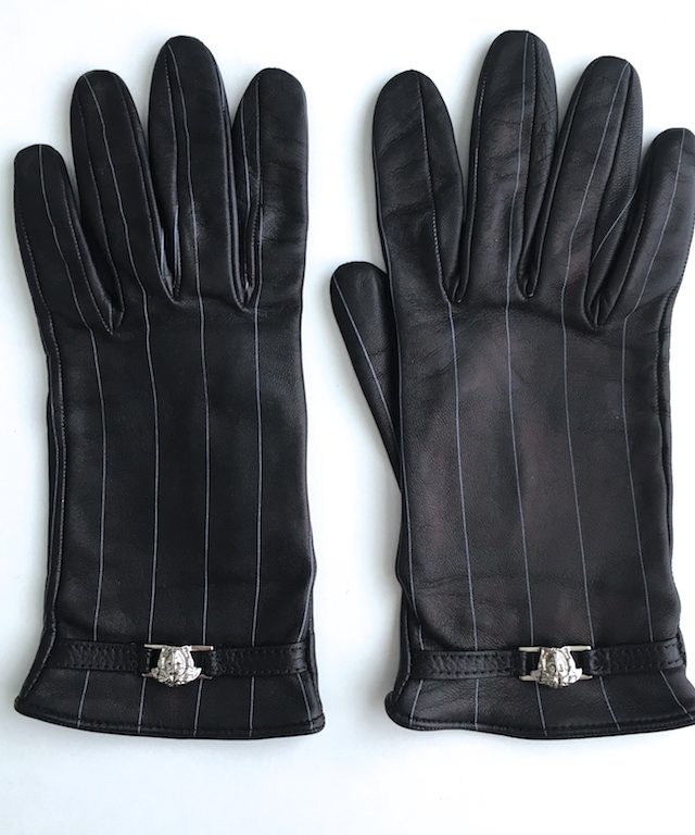 Gianni Versace Leather Gloves - Silver Jellyfish Details
