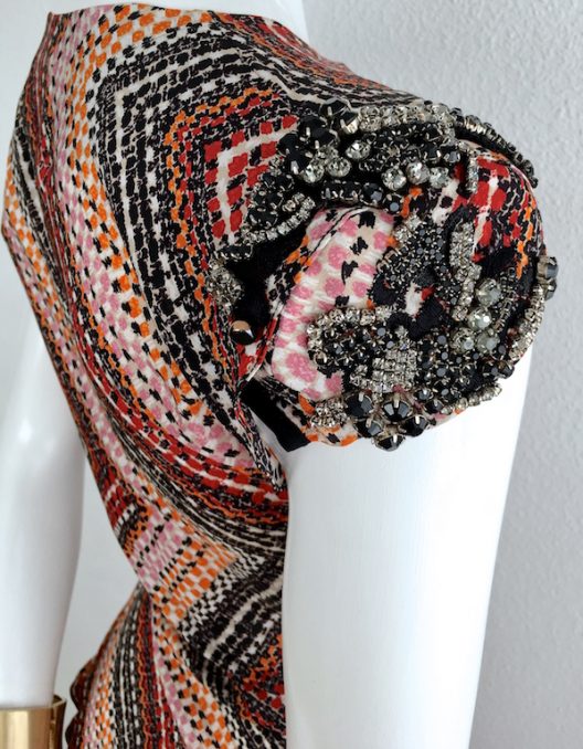 Alvarno Asymmetrical Silk Dress With Crystals Details - Unique Pieces Collection