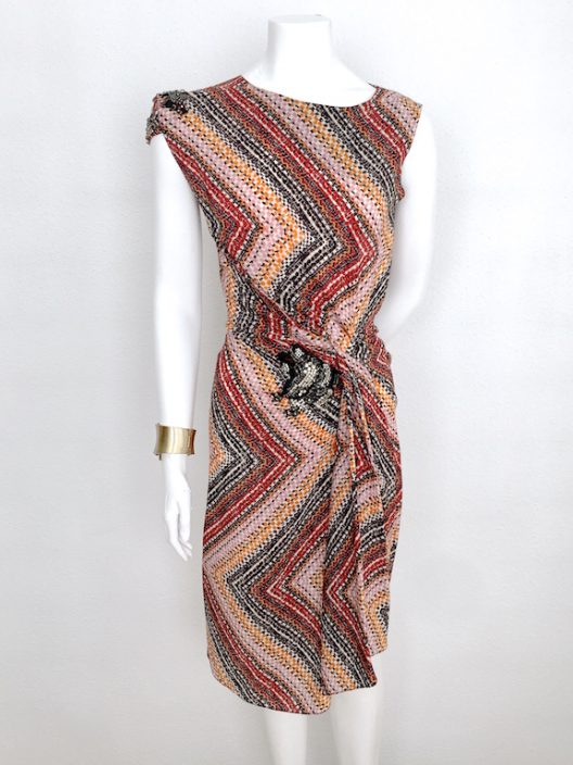 Alvarno Asymmetrical Silk Dress With Crystals Details - Unique Pieces Collection