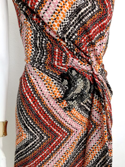Alvarno Asymmetrical Silk Dress With Crystals Details - Unique Pieces Collection