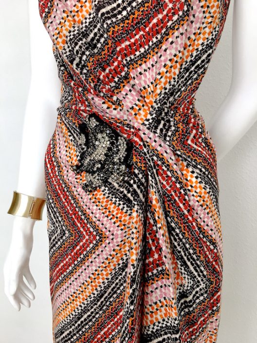 Alvarno Asymmetrical Silk Dress With Crystals Details - Unique Pieces Collection