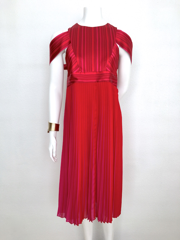 Alvarno Pleated Silk Evening Dress