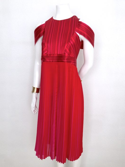 Alvarno Pleated Silk Evening Dress