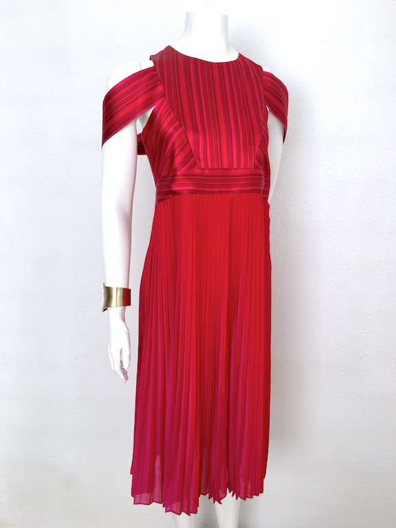 Alvarno Pleated Silk Evening Dress