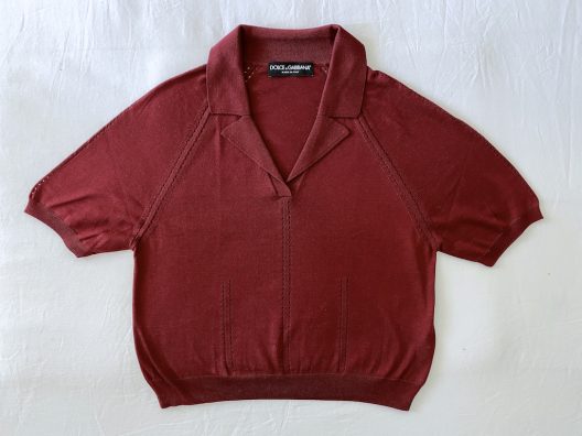 Dolce & Gabbana Burgundy Silk Polo