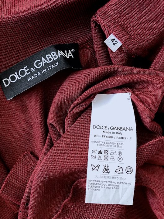 Dolce & Gabbana Burgundy Silk Polo