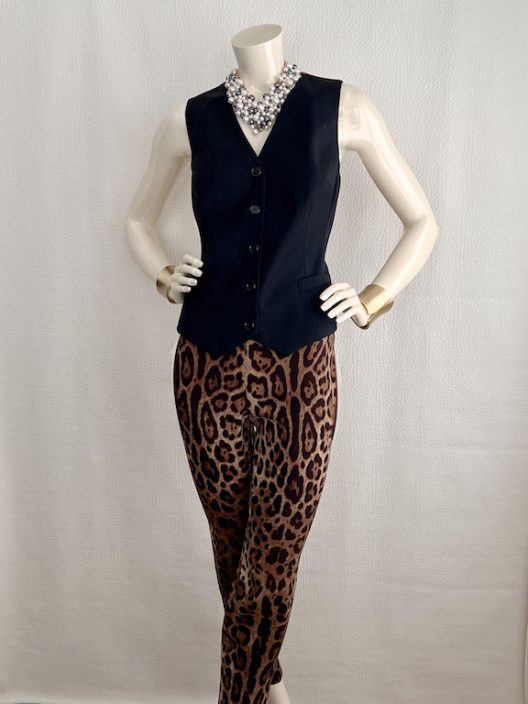 Dolce & Gabbana Animal Print Set, wool vest - silk pants