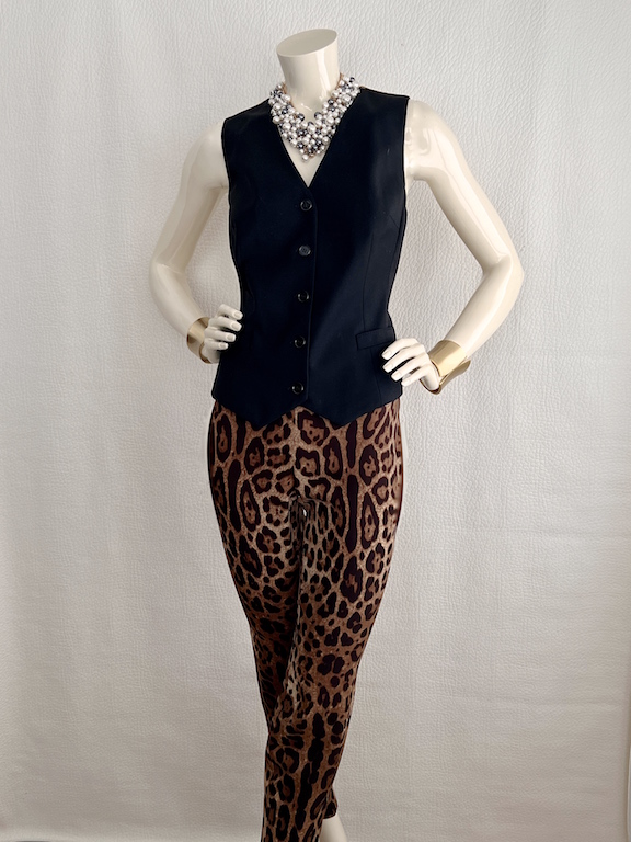 Dolce & Gabbana Animal Print Set, wool vest - silk pants