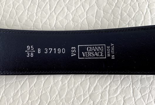 Versace black leather belt-cross buckle