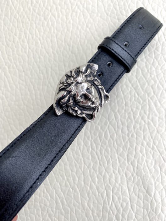 Versace black leather belt-medusa buckle