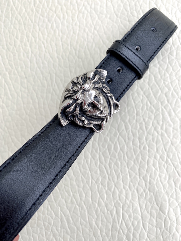 Versace - Medusa Buckle Leather Belt - Black