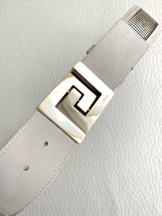 Very RARE Versace wide suede belt with metallic detail