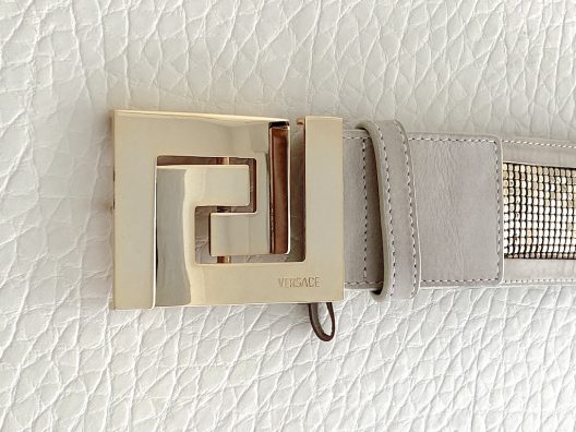 Very RARE Versace wide suede belt with metallic detail