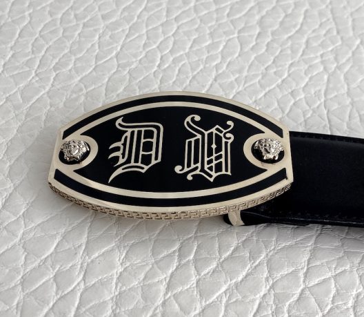 Versace black leather belt-medusas buckle