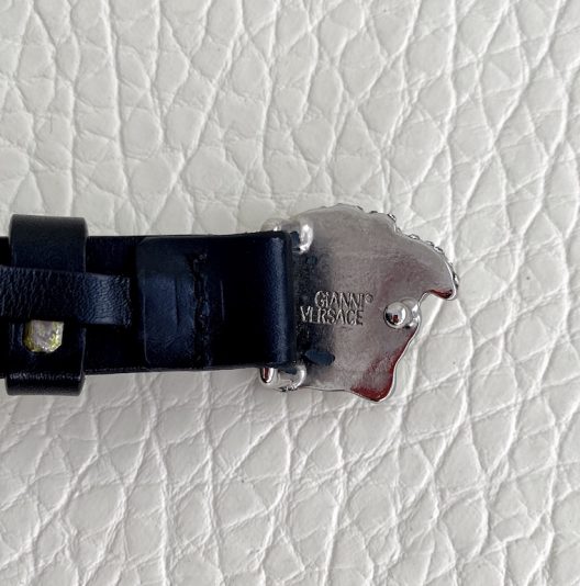 Versace black leather belt-medusa buckle