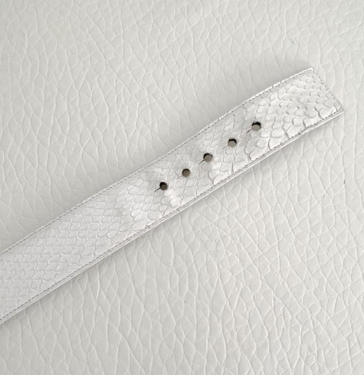 Versace white python leather belt-cross buckle